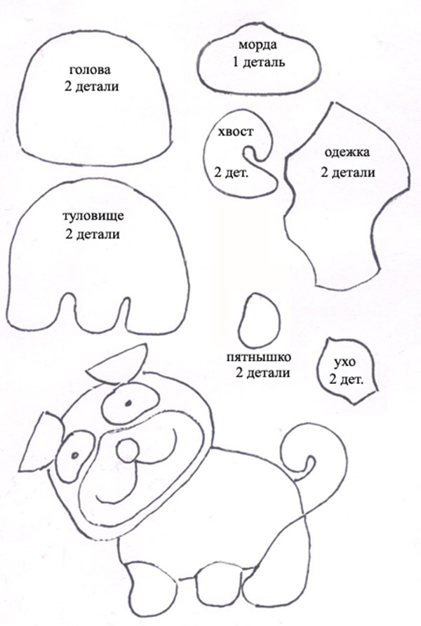 Схема собаки из фетра