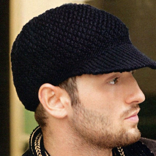 Мужская шапка с козырьком: вяжем стильный аксессуар спицами мужская вязаная шапка с козырьком