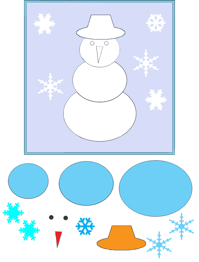 Аппликация снеговик: поделка для детского садика snegovik applikaciya iz bumagi 11