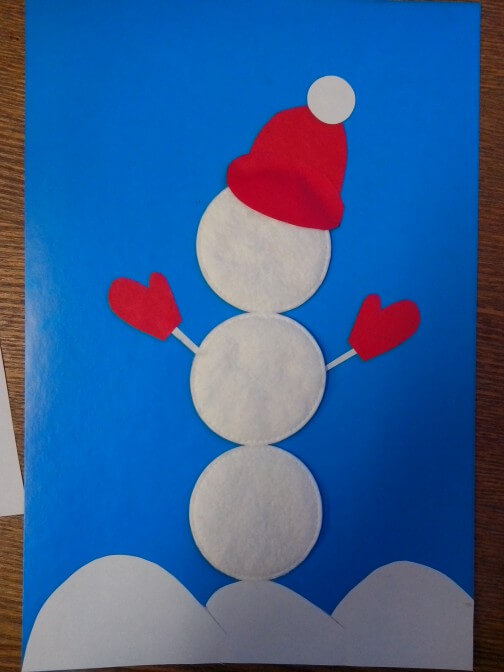 Аппликация снеговик: поделка для детского садика snegovik applikaciya iz bumagi 7