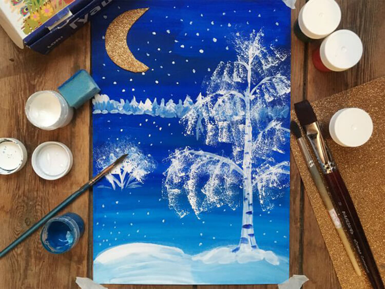 Рисунки на тему зима: что можно нарисовать красками и карандашом 