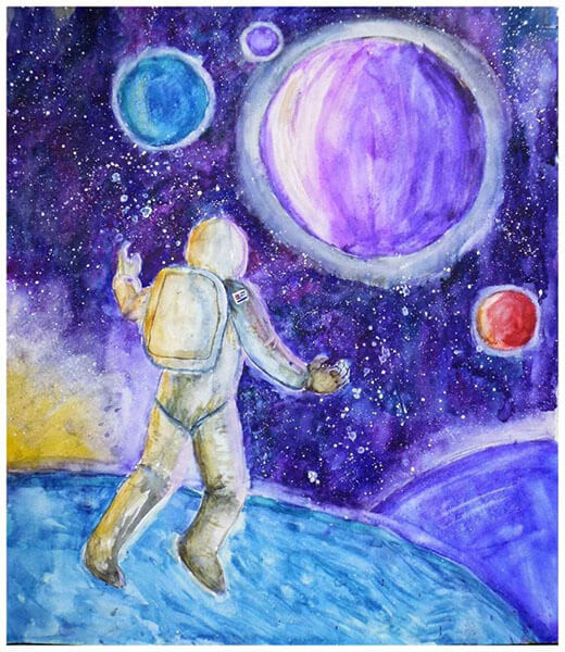 Как нарисовать рисунок на день космонавтики для сада и школы 