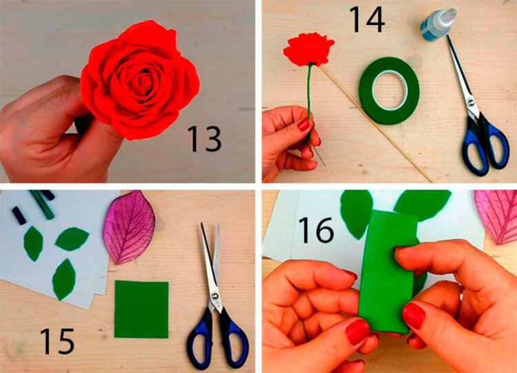 Розы ручной работы на 8 марта из разных материалов: мастер-классы с фото sdelat rozu svoimi rukami 74