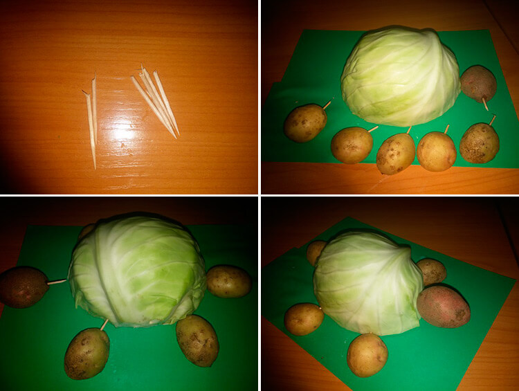 Как сделать ежика из картошки с иголками из зубочисток